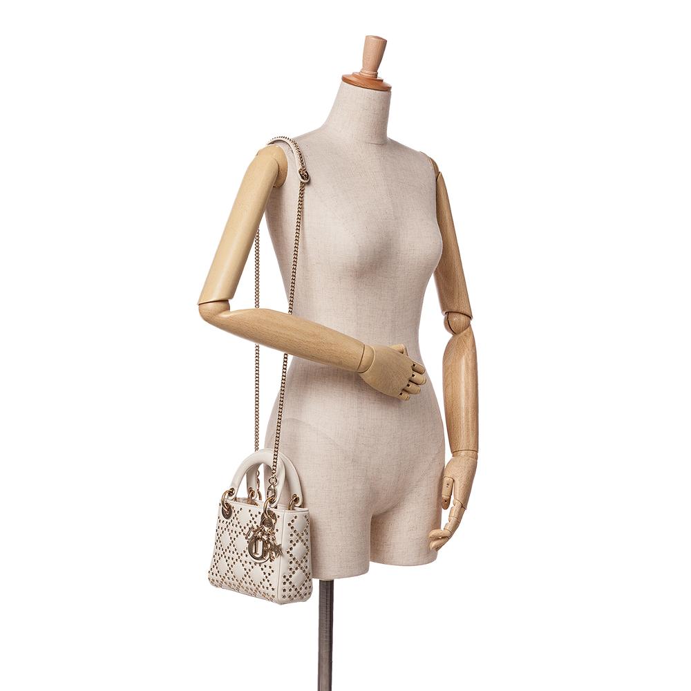 White Leather Dior Lady Dior