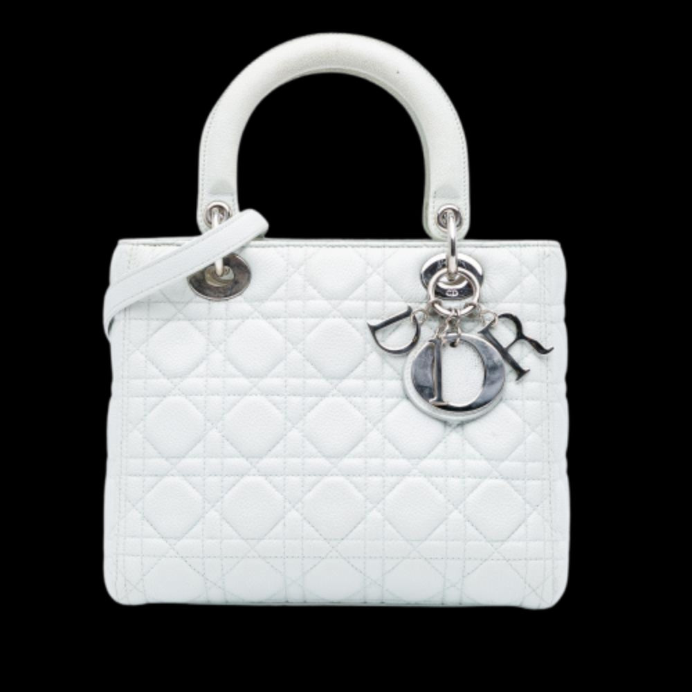 White Leather Dior Lady Dior