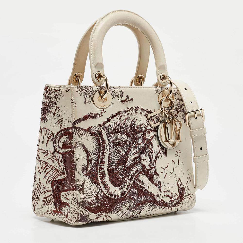 White Leather Dior Lady Dior