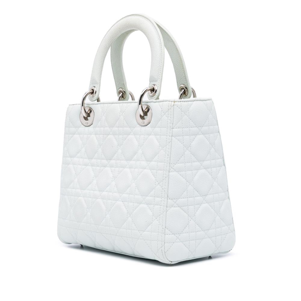 White Leather Dior Lady Dior