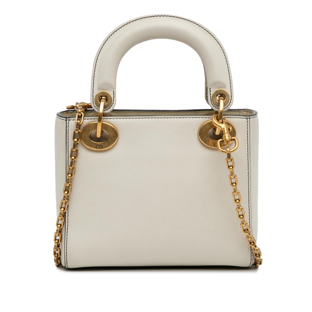 White Leather Dior Lady Dior