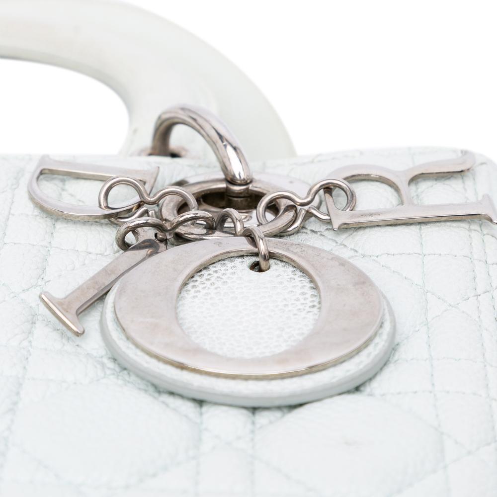 White Leather Dior Lady Dior
