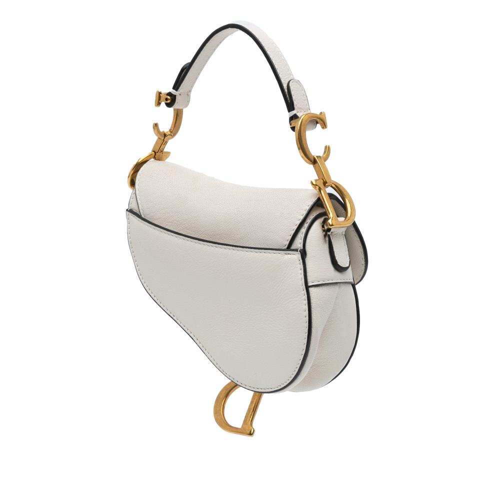 White Leather Dior Saddle Bag