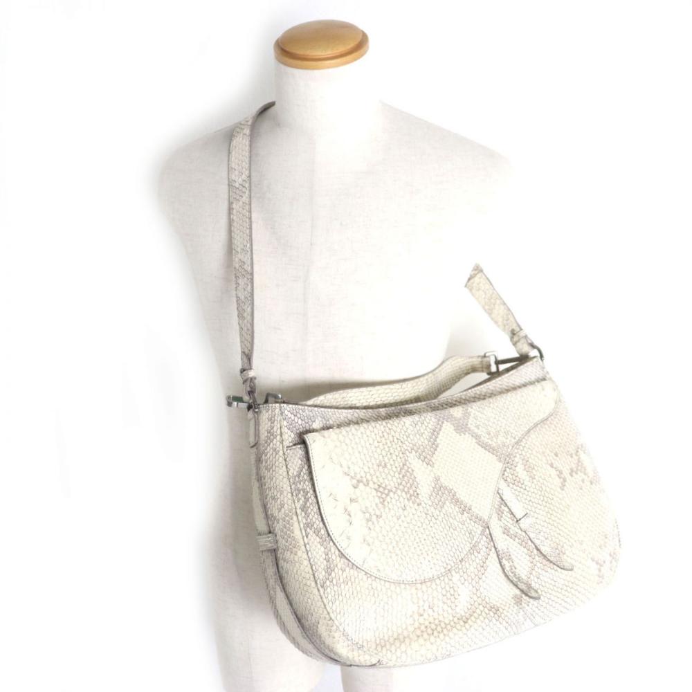 White Leather Dior Saddle Bag