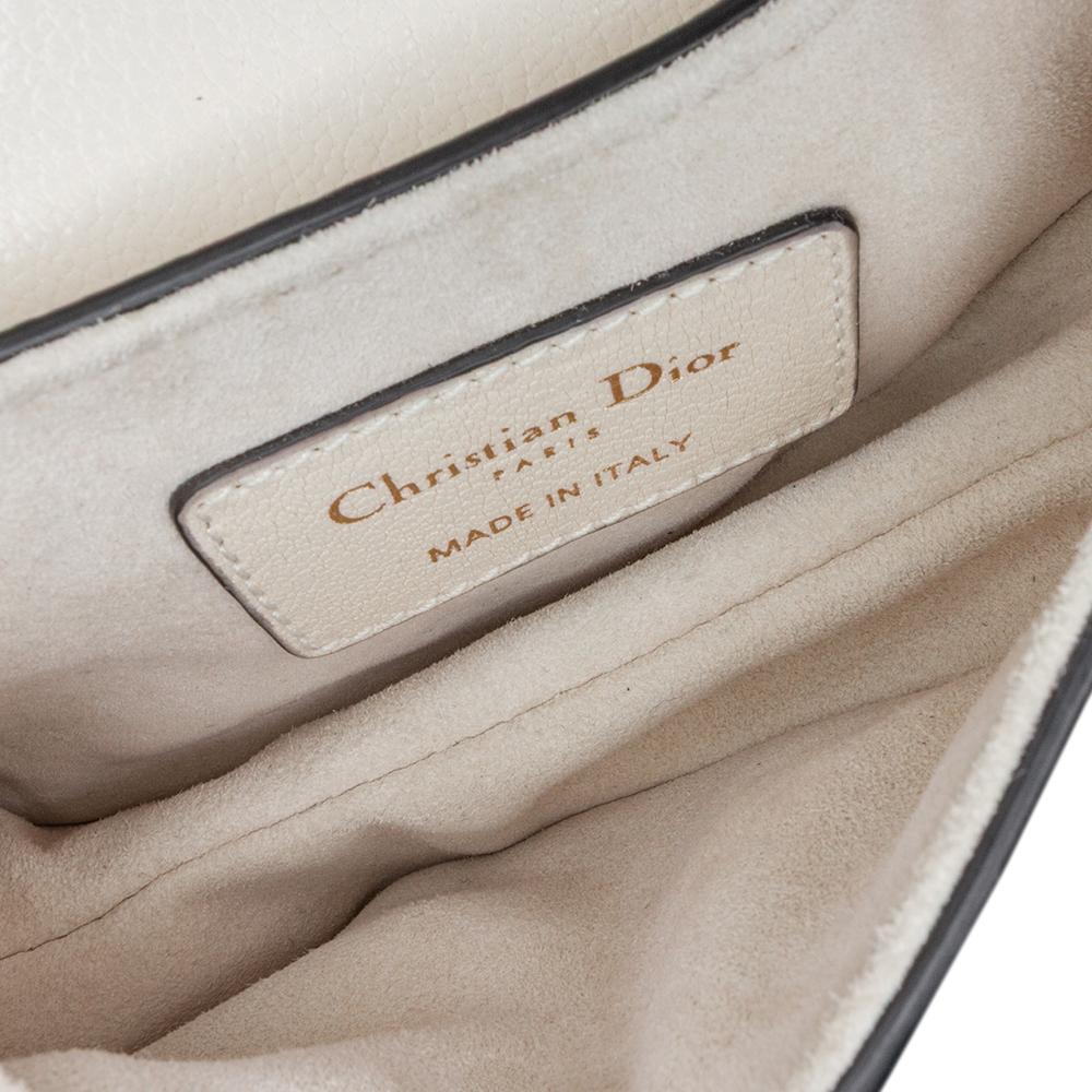 White Leather Dior Saddle Bag
