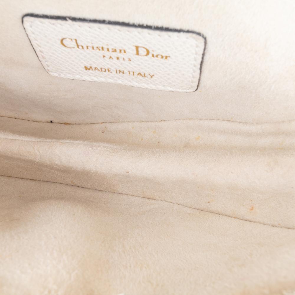 White Leather Dior Saddle Bag