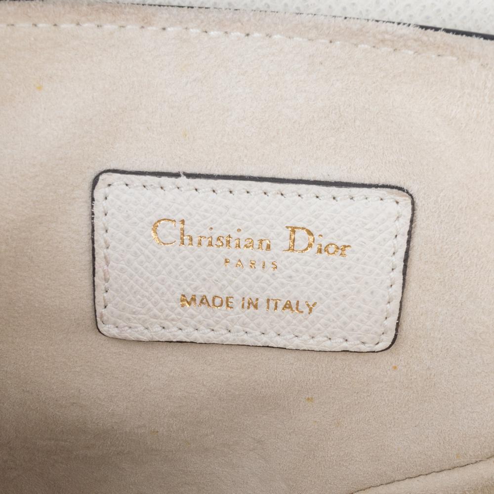 White Leather Dior Saddle Bag