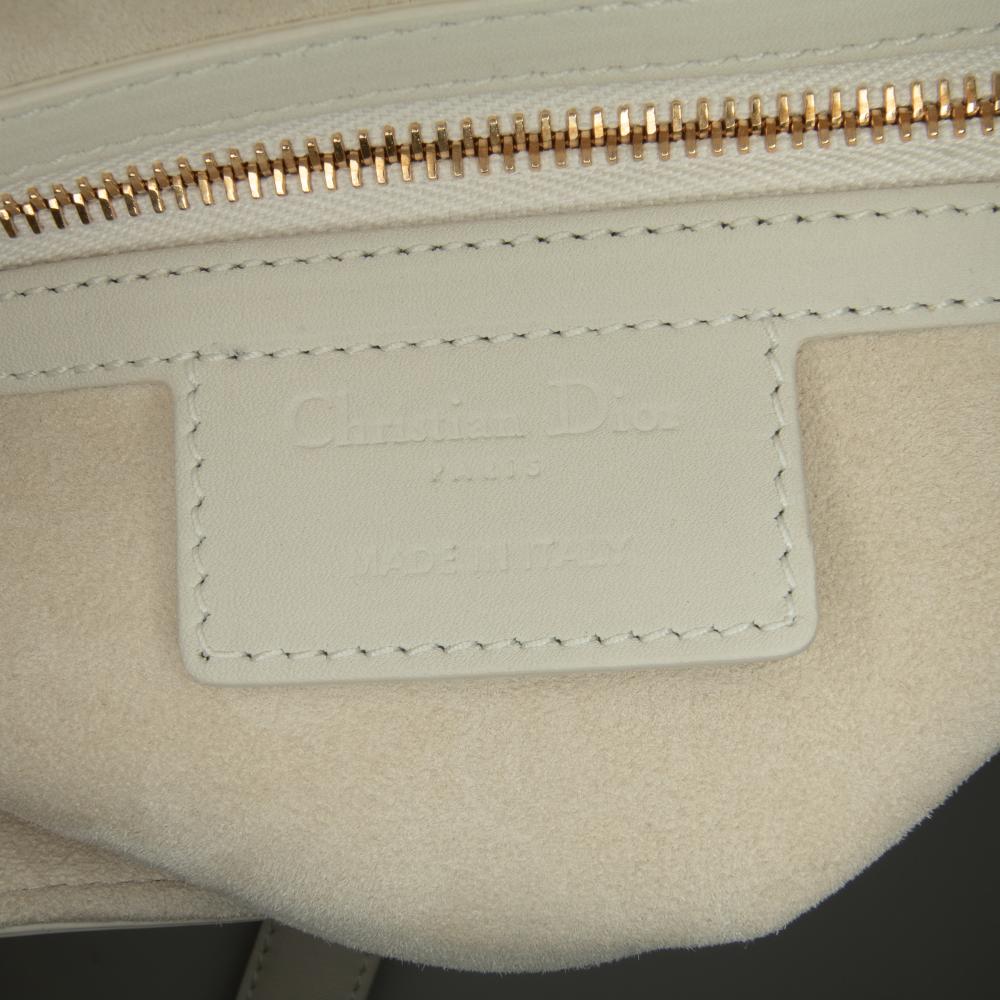 White Leather Dior Saddle Bag