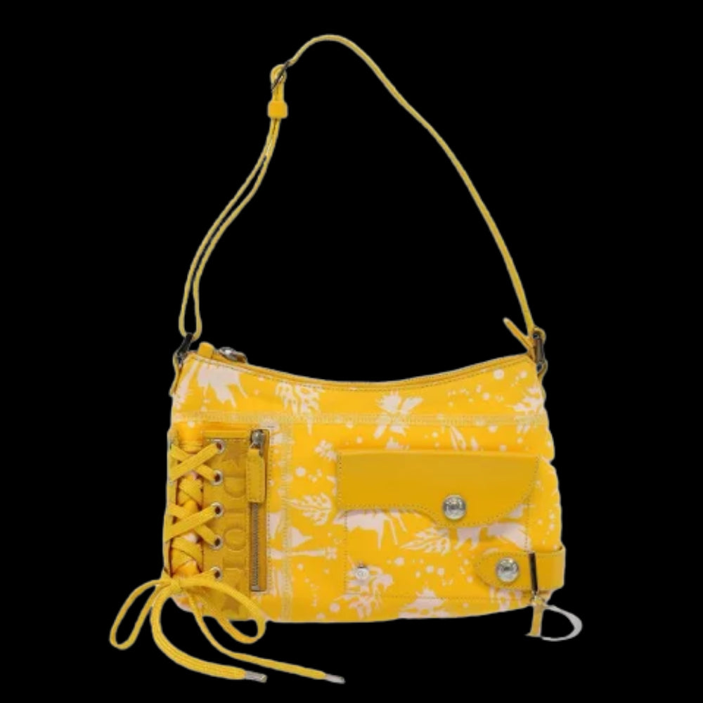 Yellow Canvas Dior Shoulder Bag