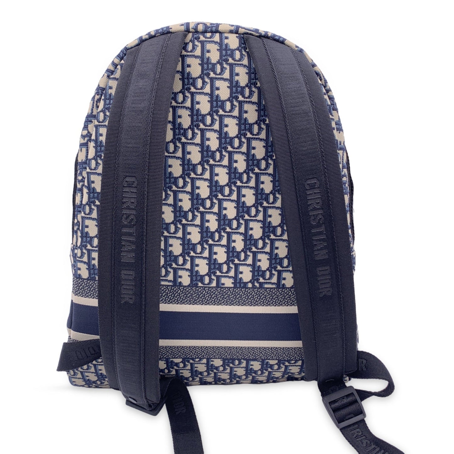 CHRISTIAN DIOR Blue Oblique Canvas Diortravel Backpack Bag