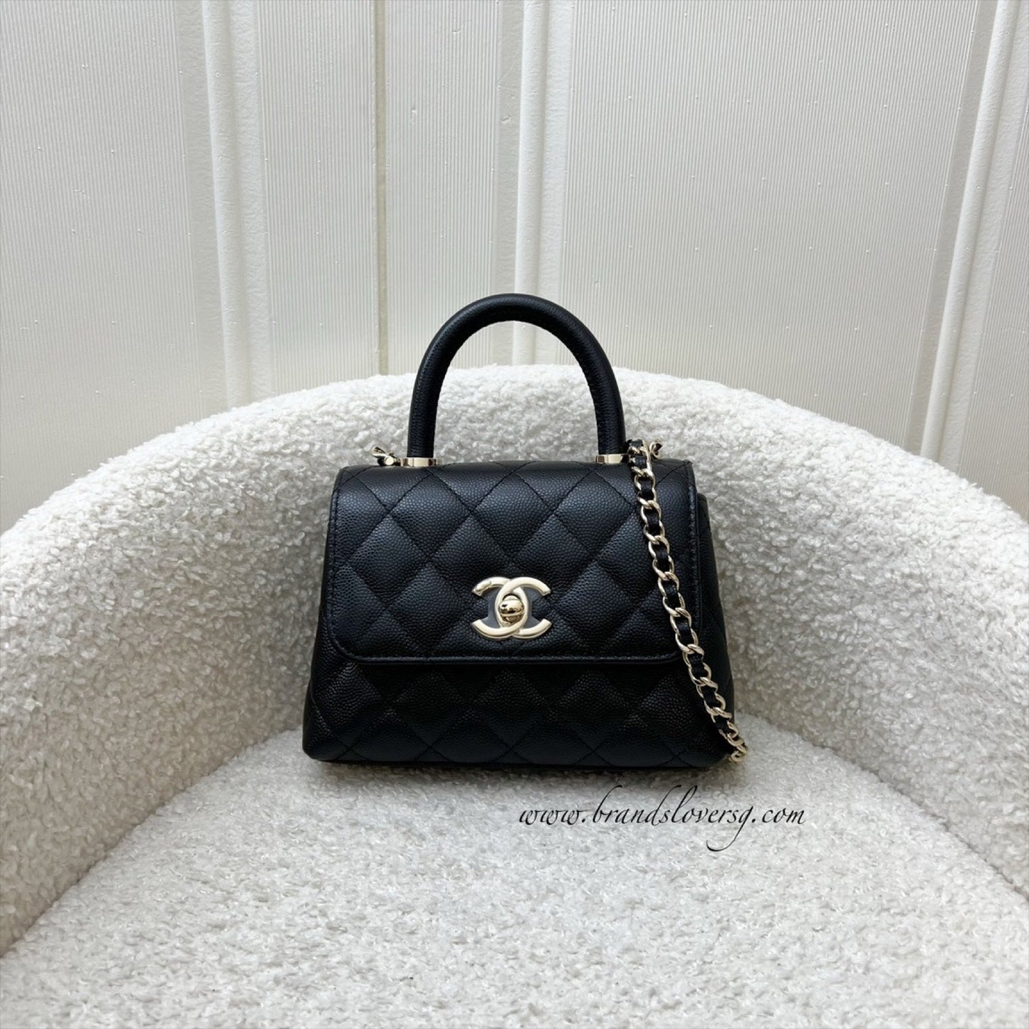 Chanel Micro Coco Handle Flap Bag in Black Caviar and LGHW (AP4244)