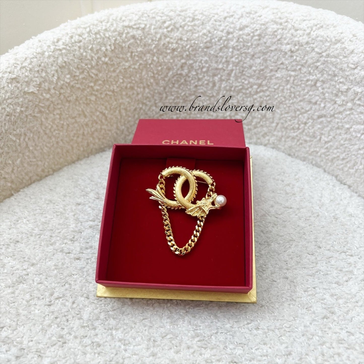 Chanel Chinese New Year CNY 2024 VIP Gift Dragon Brooch with Pearl in GHW