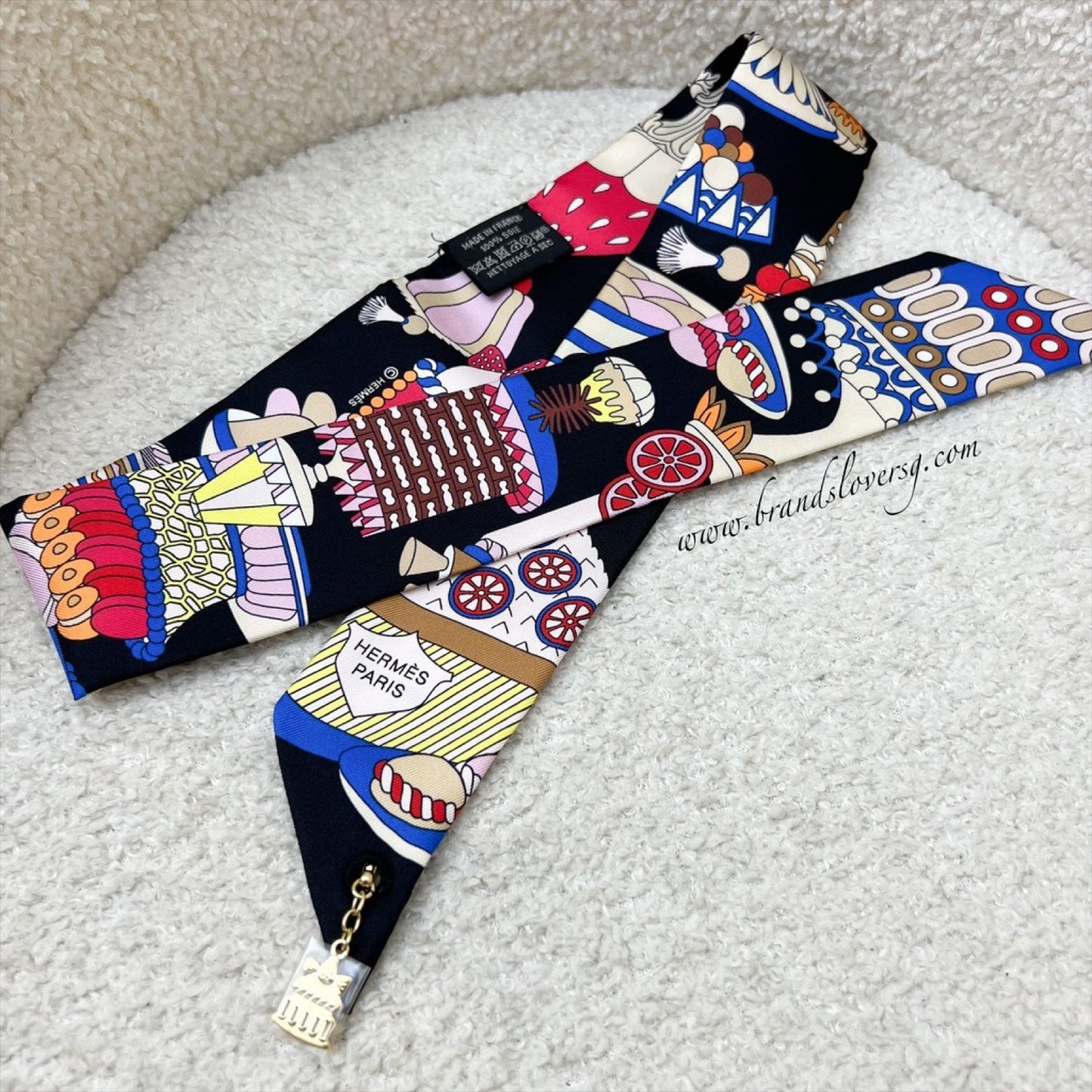 Hermes Twilly La Patisserie Francaise with Charm (HG/Noir/Blanc/Bleu)