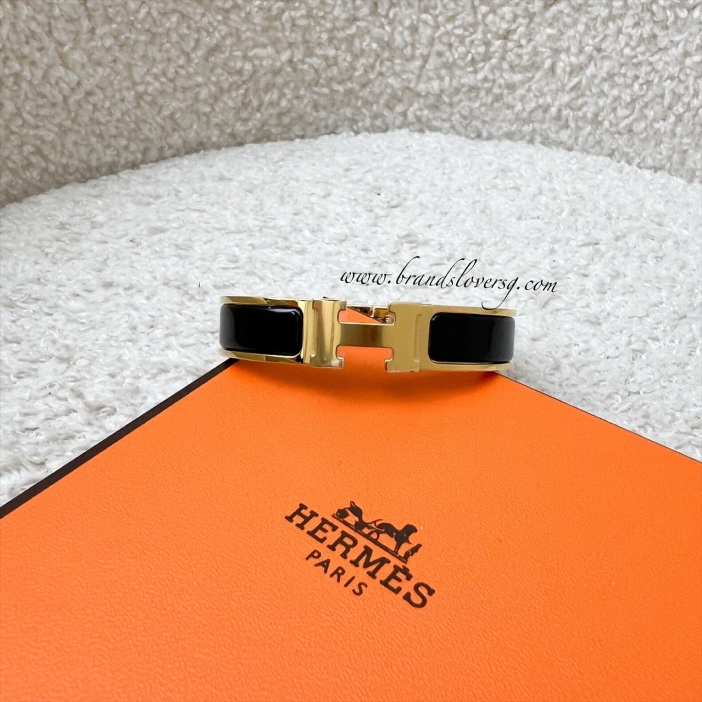 Hermes Clic H Bracelet in Noir Black Enamel and GHW