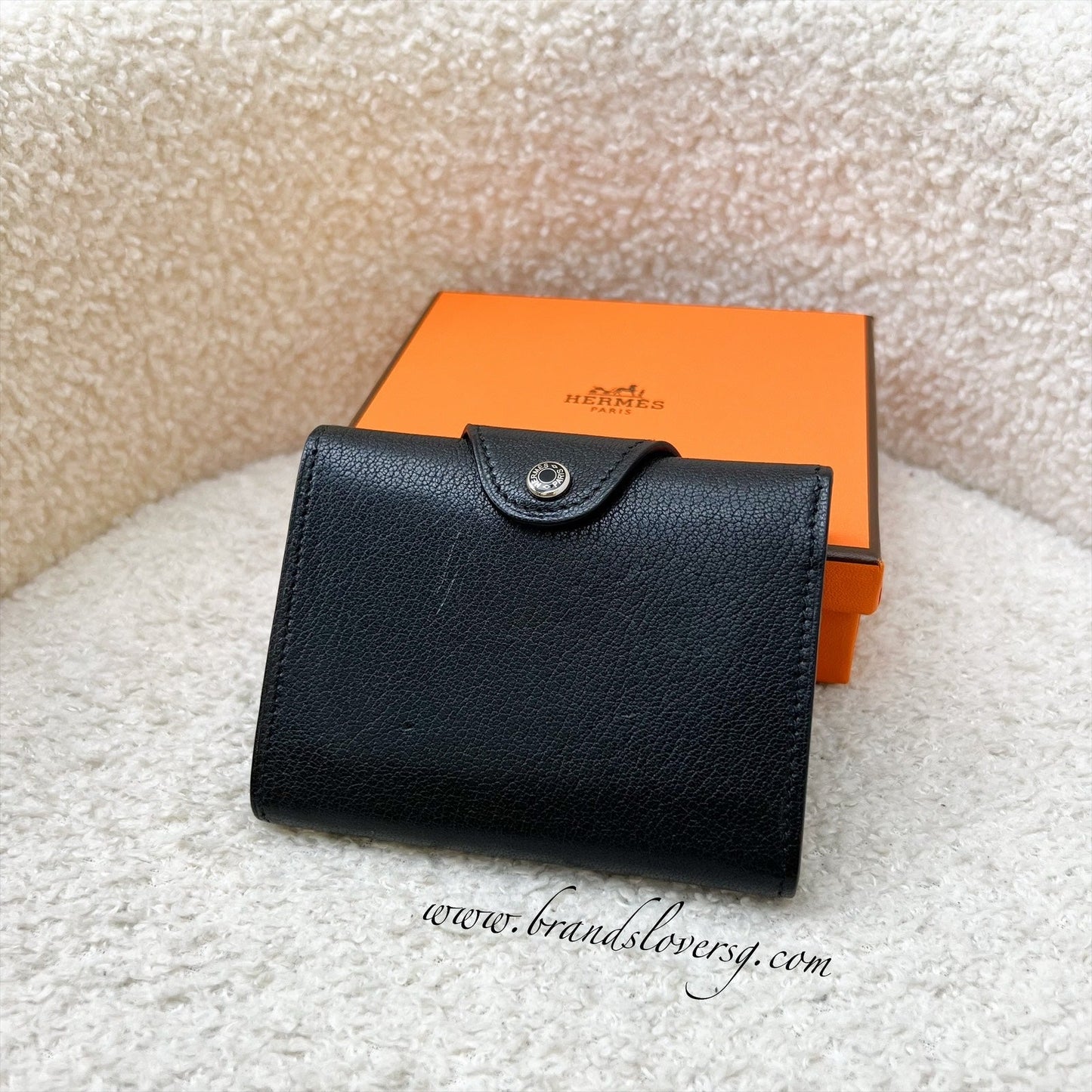 Hermes Iliade Compact Card Holder in Noir Black Chevre Chamkila Leather