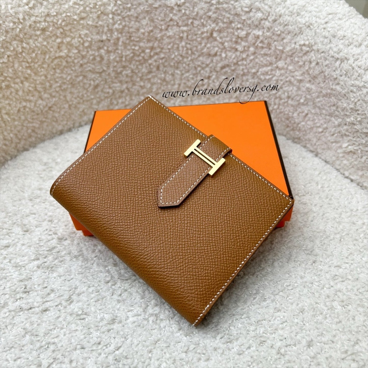 Hermes Bearn Compact Bifold Wallet in Gold Epsom Leather and GHW