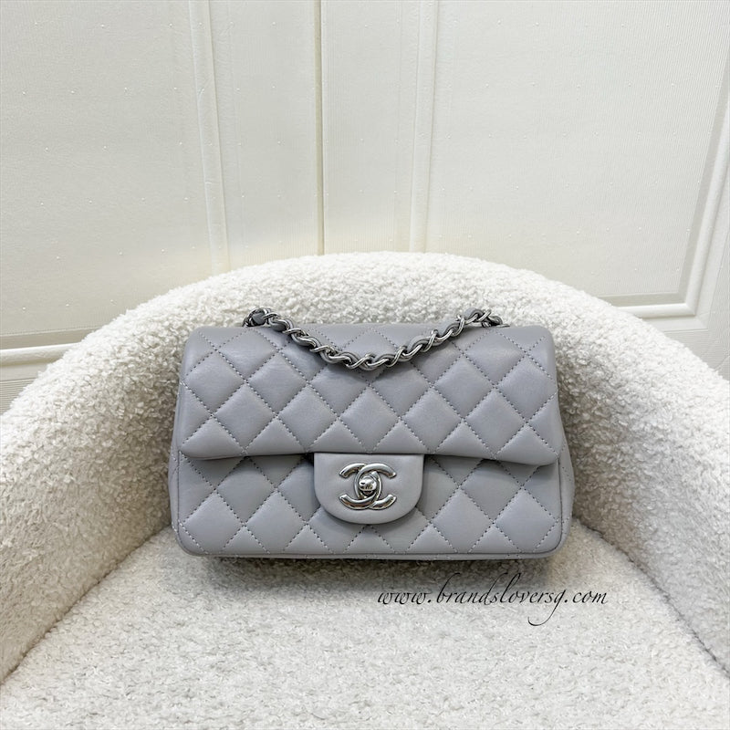 Chanel Mini Rectangle Flap in Grey Lambskin SHW