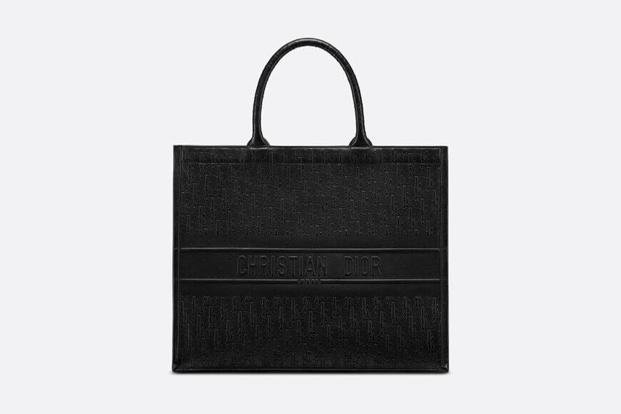 Christian Dior Book Tote Black Christian Dior Oblique Embossed Calfskin