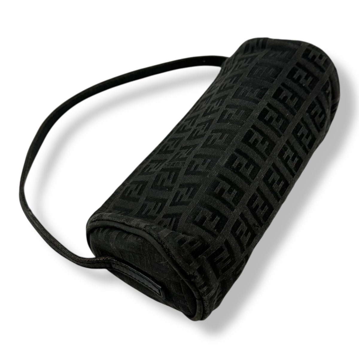 Fendi Black Zucchino Canvas Baguette Mini Handbag