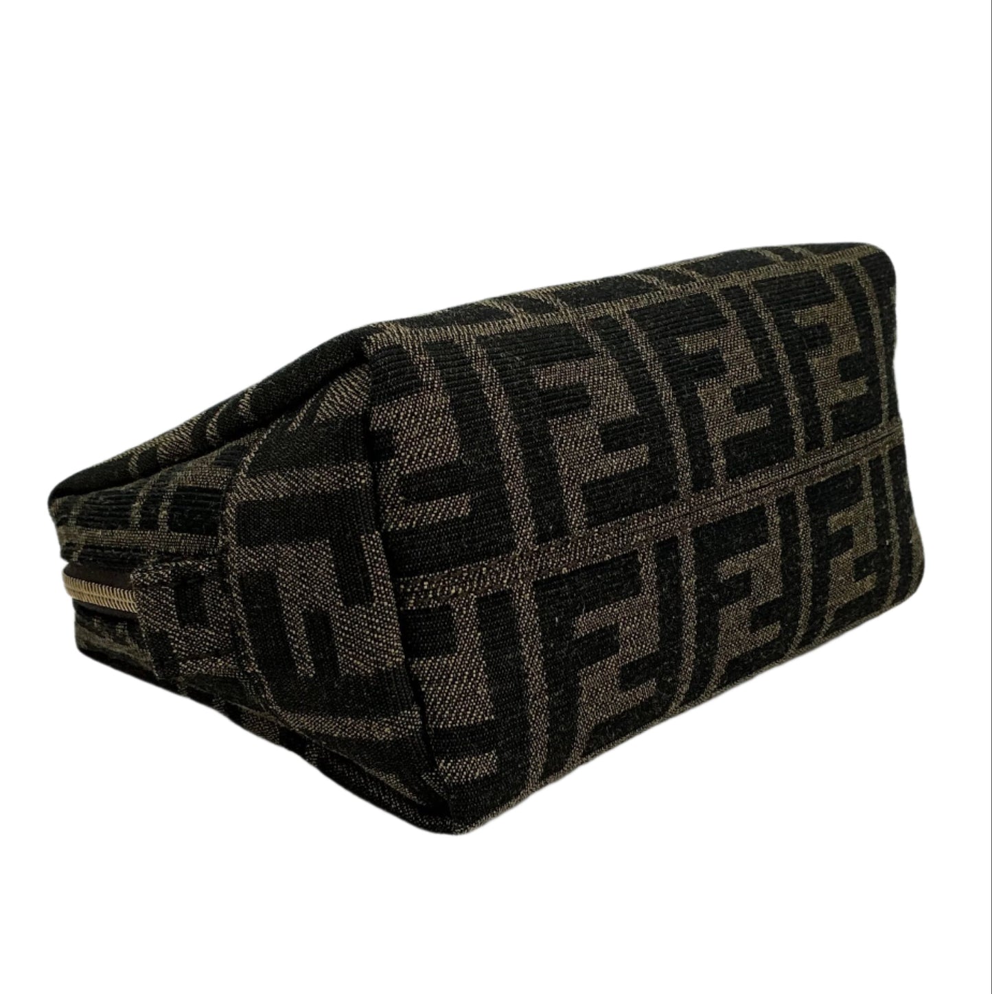 Fendi FF 1974 Trapezoid Beauty Pouch – Small Jacquard Canvas Cosmetic Case