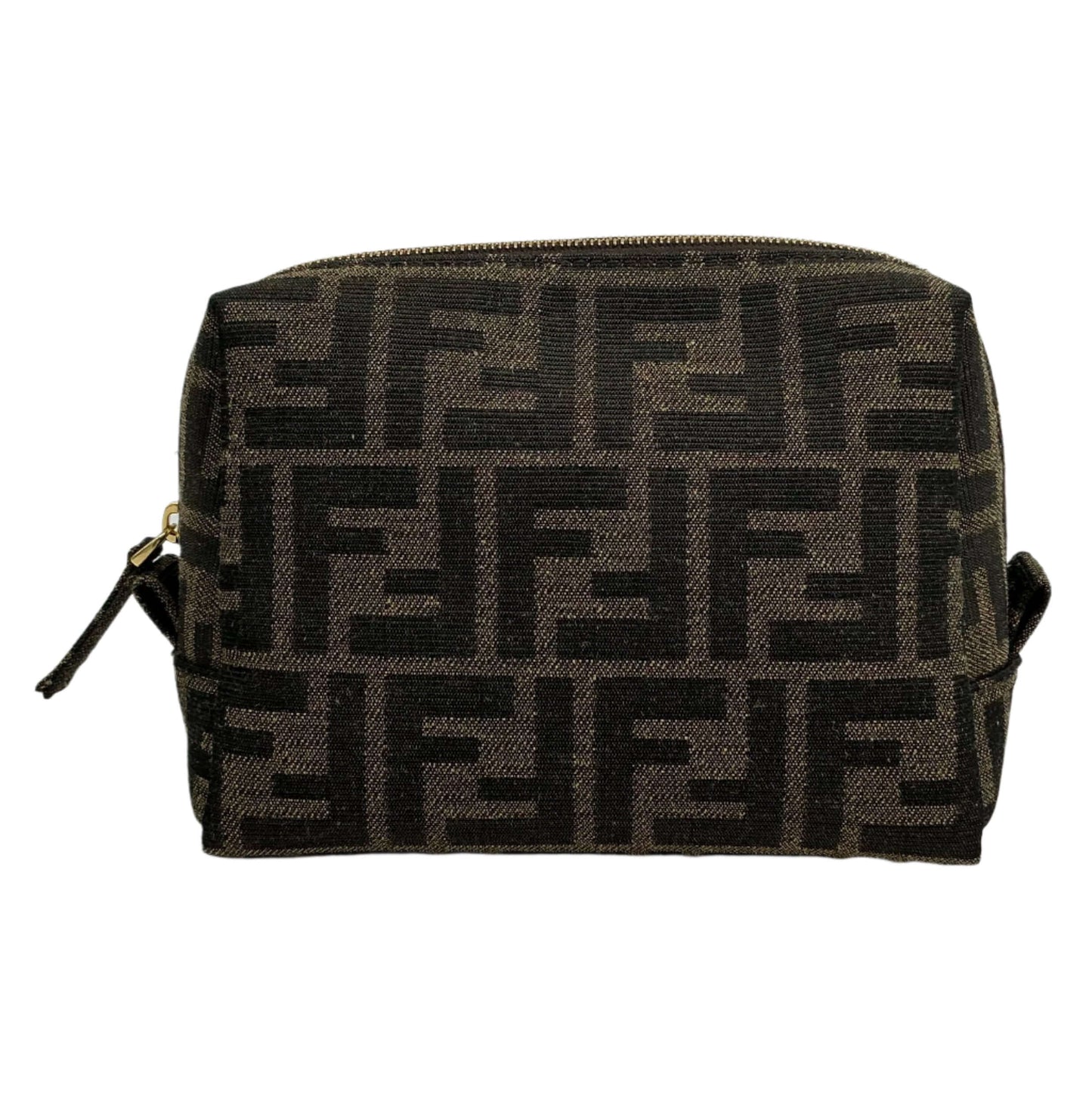 Fendi FF 1974 Trapezoid Beauty Pouch – Small Jacquard Canvas Cosmetic Case