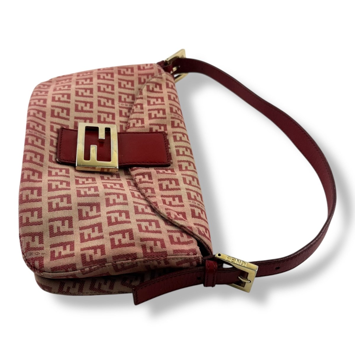 Fendi FF Baguette Zucchino Mamma Pink/Red Canvas Pochette Handbag