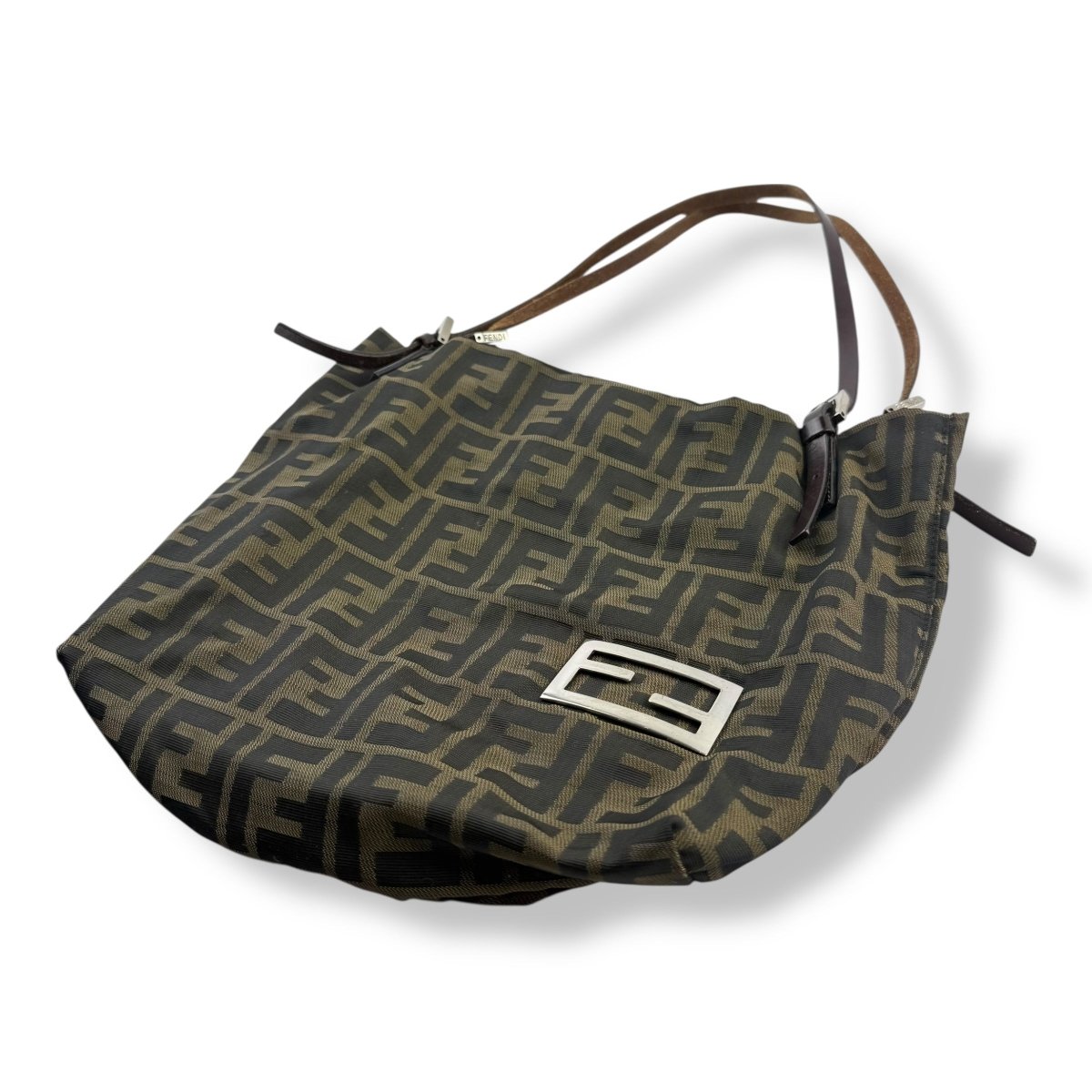 Fendi FF Monogram Zucca Brown Shoulder Tote Handbag
