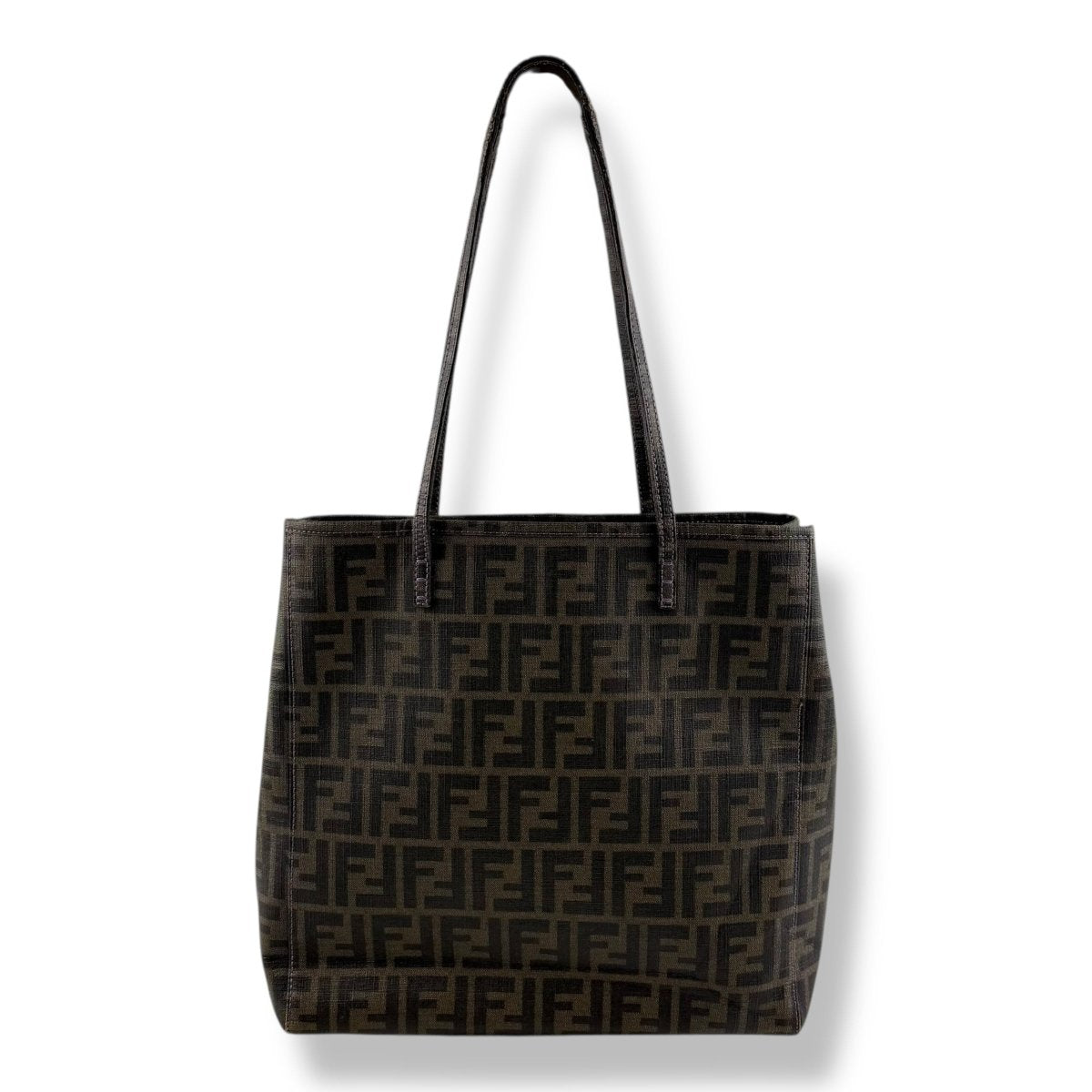 Fendi FF Monogram Zucca Brown Shoulder Tote Handbag