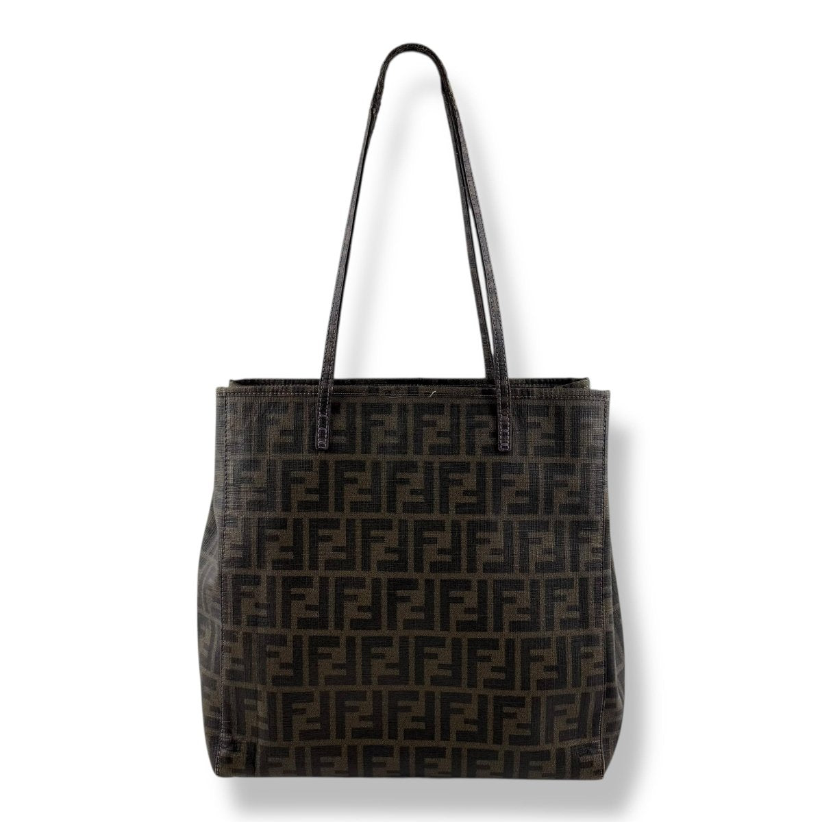 Fendi FF Monogram Zucca Brown Shoulder Tote Handbag