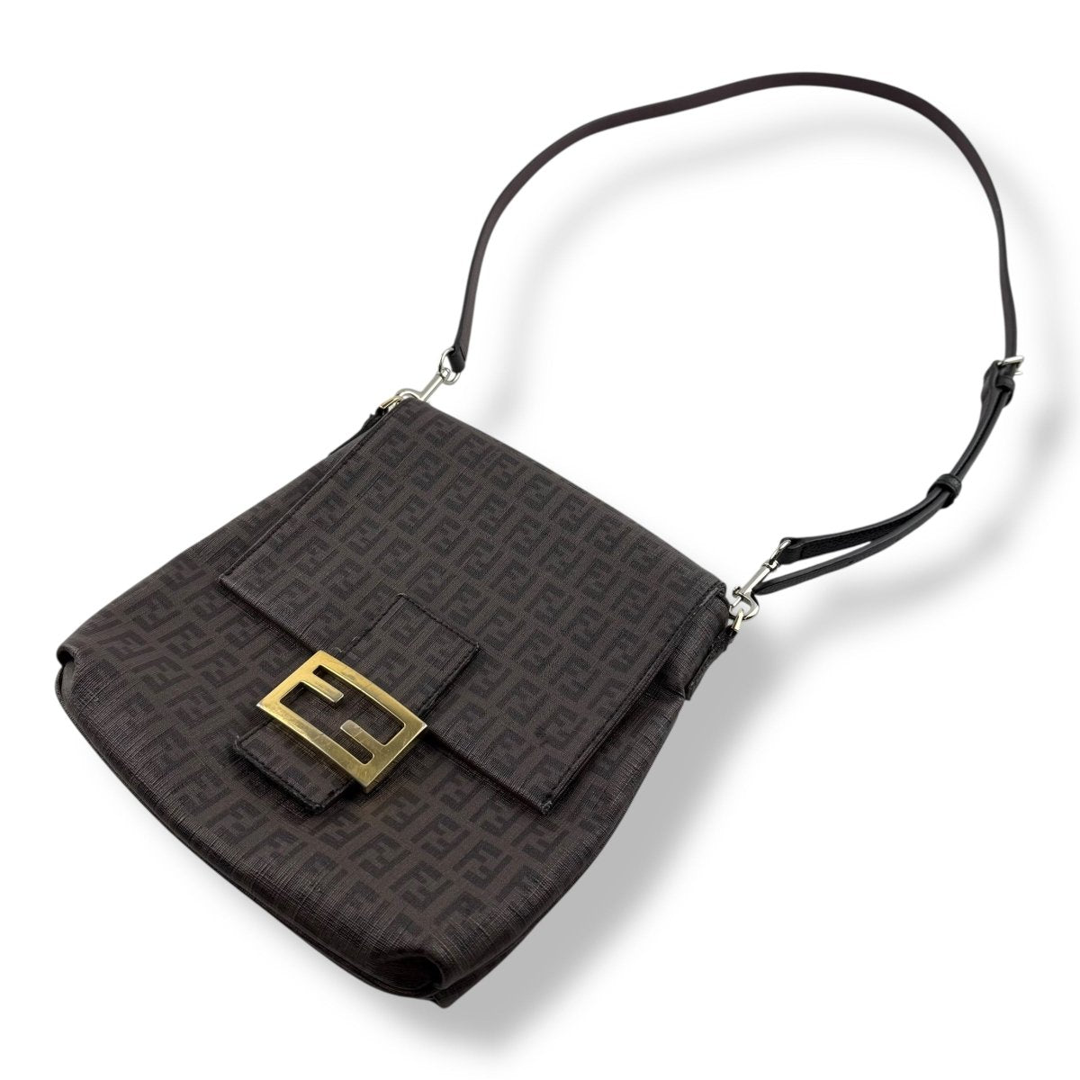 Fendi FF Monogram Zucchino Leather Crossbody Bag