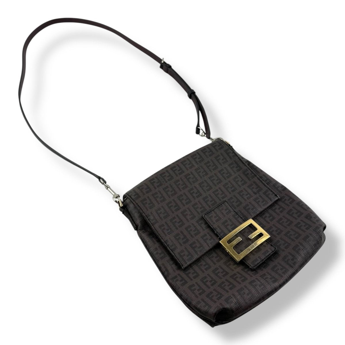 Fendi FF Monogram Zucchino Leather Crossbody Bag