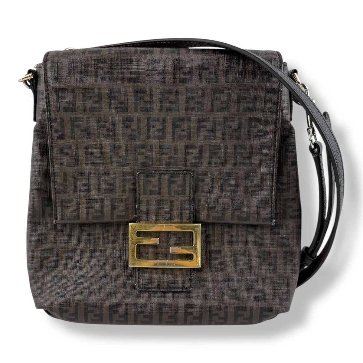 Fendi FF Monogram Zucchino Leather Crossbody Bag