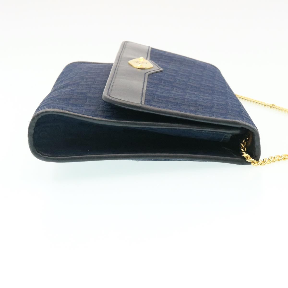 CHRISTIAN DIOR Honeycomb Canvas Shoulder Bag Navy Auth am1653g