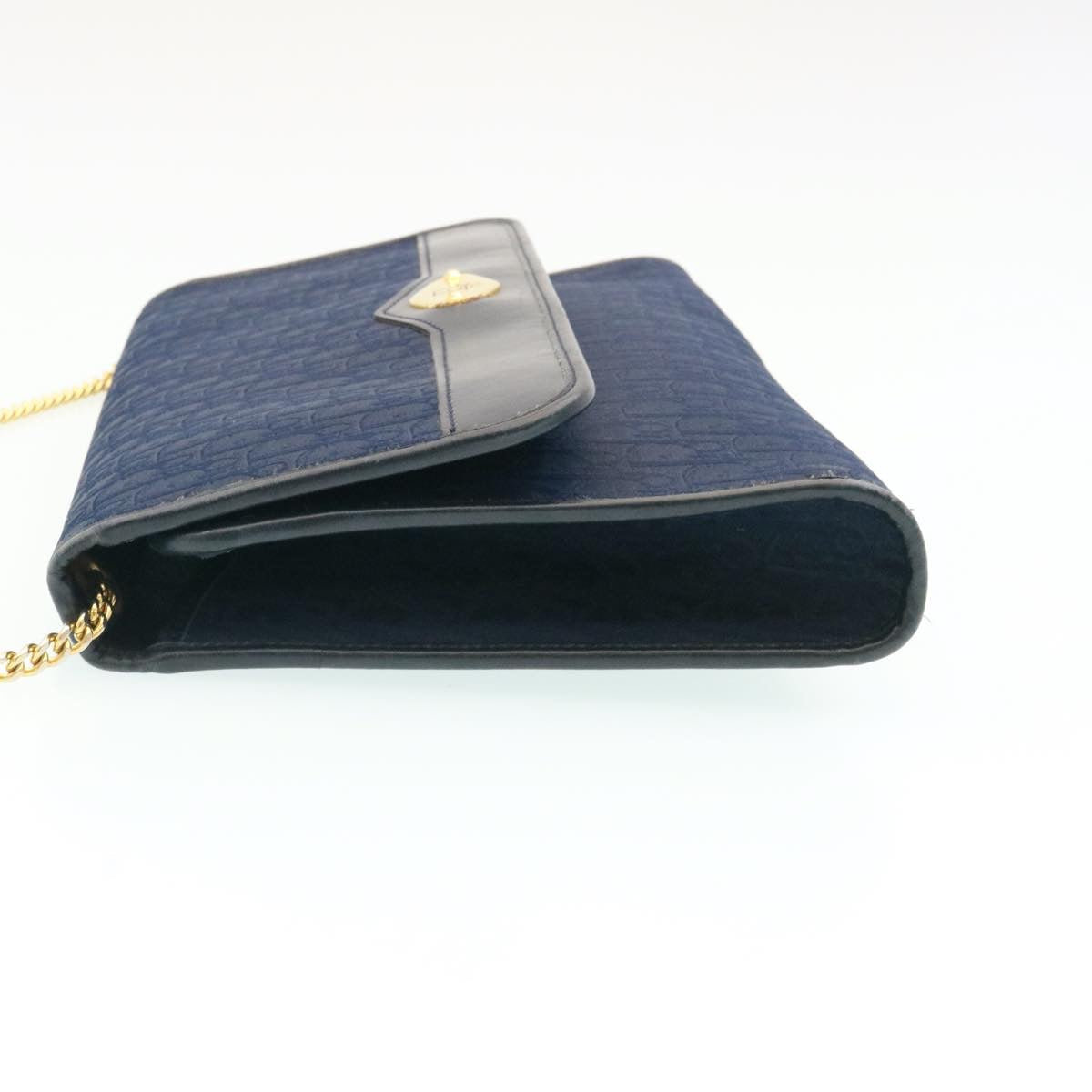 CHRISTIAN DIOR Honeycomb Canvas Shoulder Bag Navy Auth am1653g