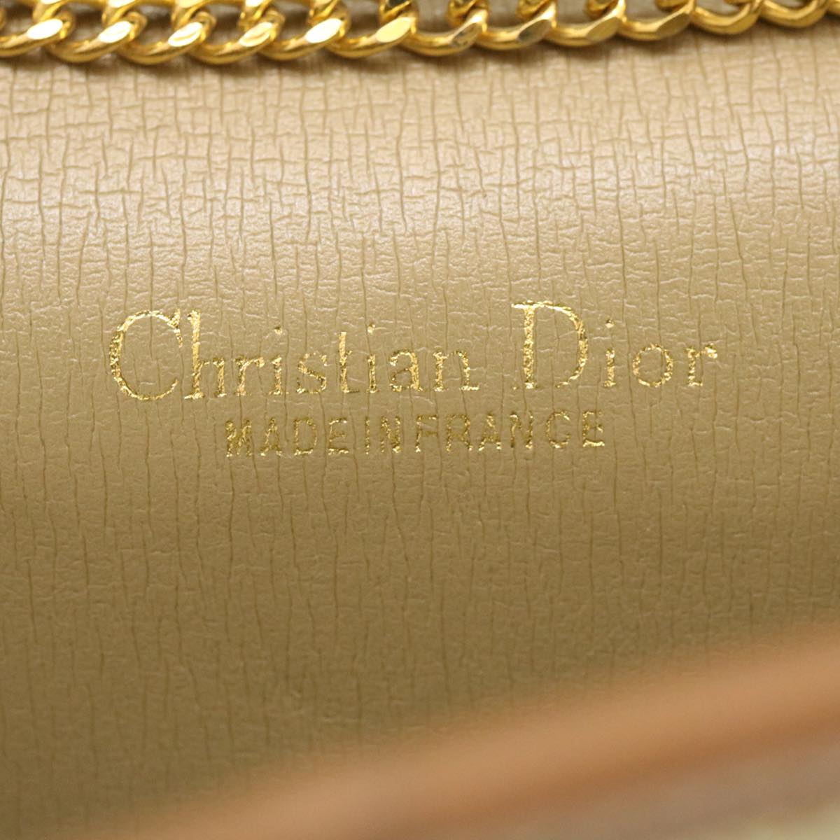 CHRISTIAN DIOR Honeycomb Chain Shoulder Bag Canvas Beige Auth am2250g