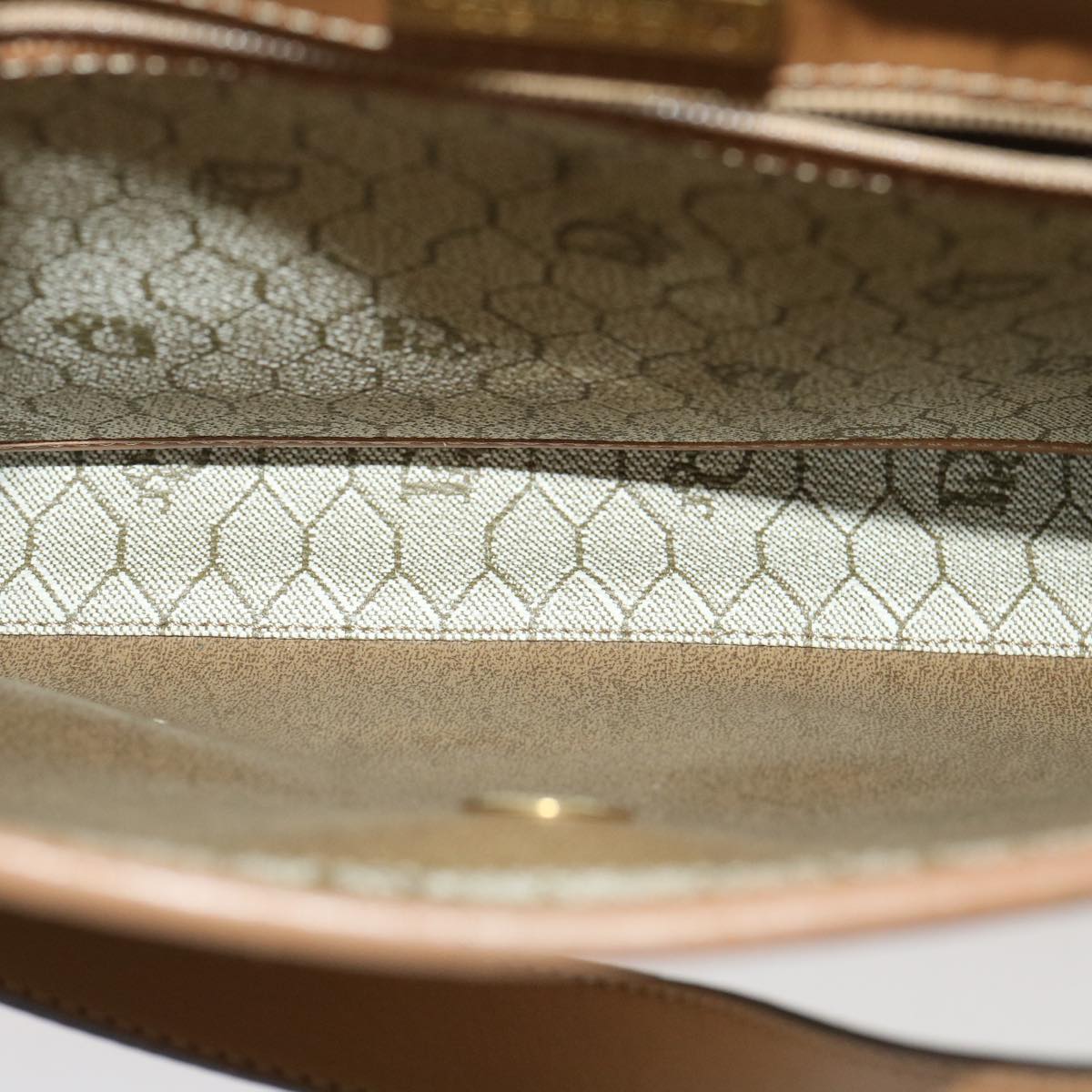 CHRISTIAN DIOR Honeycomb Canvas Hand Bag PVC Leather 2way Beige Auth am2383g