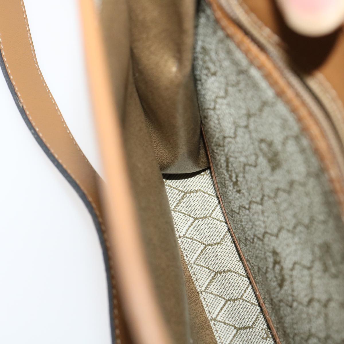 CHRISTIAN DIOR Honeycomb Canvas Hand Bag PVC Leather 2way Beige Auth am2383g