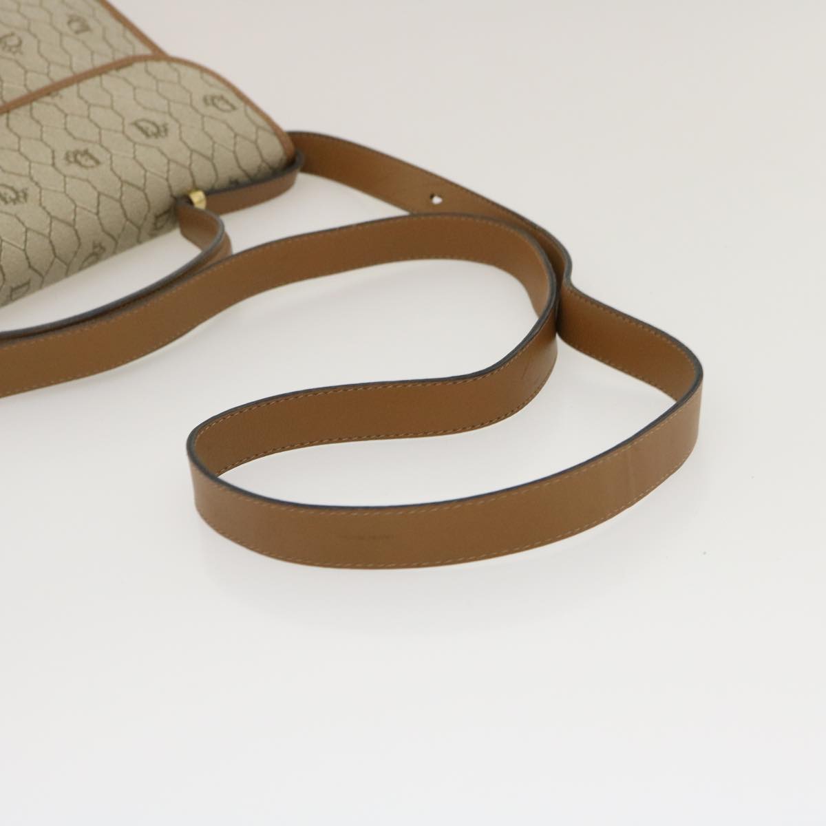 CHRISTIAN DIOR Honeycomb Canvas Hand Bag PVC Leather 2way Beige Auth am2383g