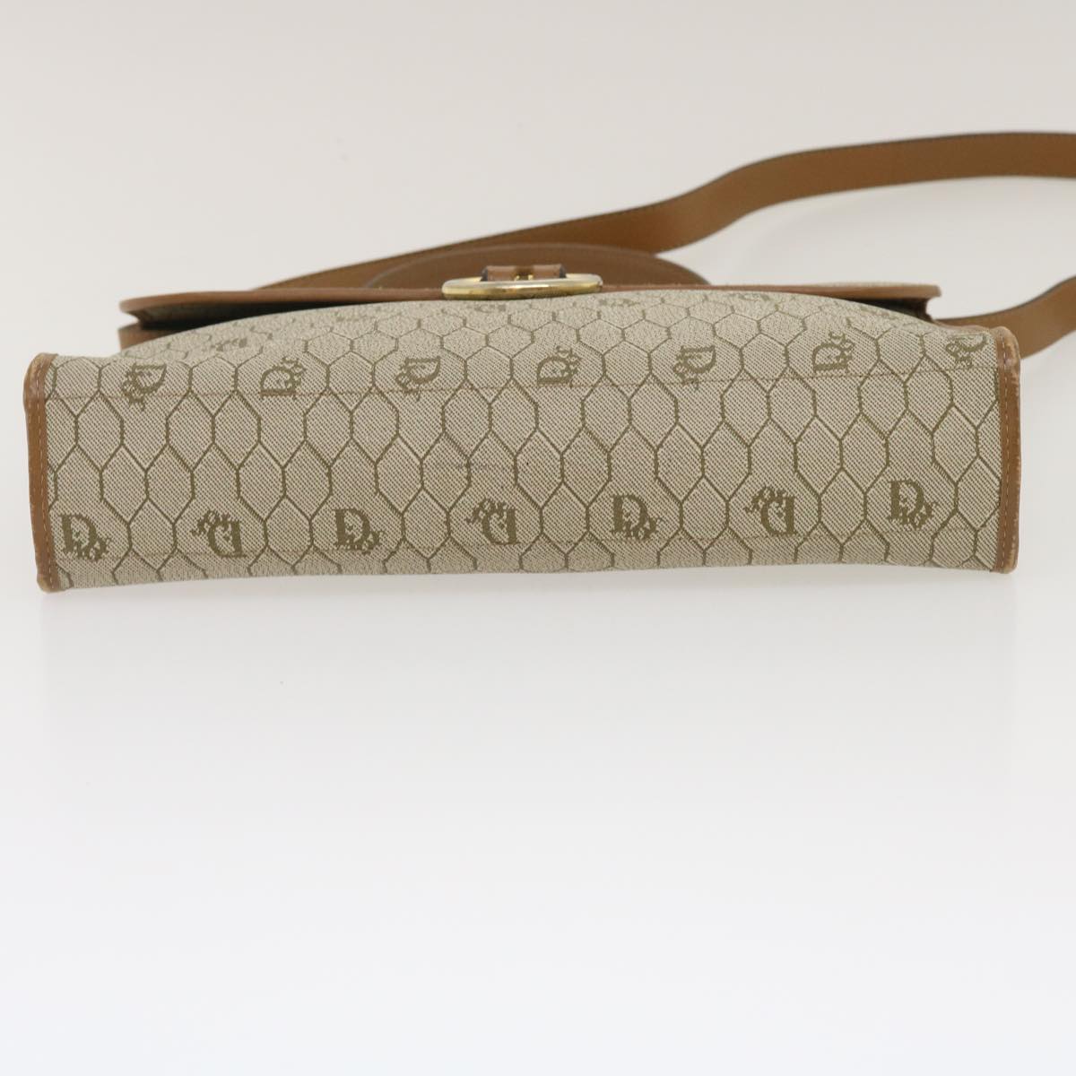 CHRISTIAN DIOR Honeycomb Canvas Hand Bag PVC Leather 2way Beige Auth am2383g