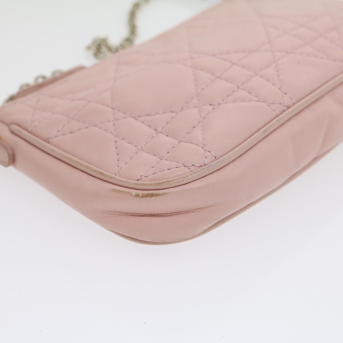 CHRISTIAN DIOR Lady Dior Canage Accessory Pouch Pink Auth am2660gA