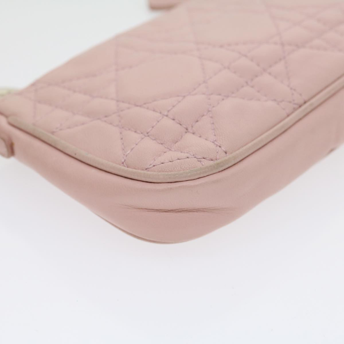 CHRISTIAN DIOR Lady Dior Canage Accessory Pouch Pink Auth am2660gA
