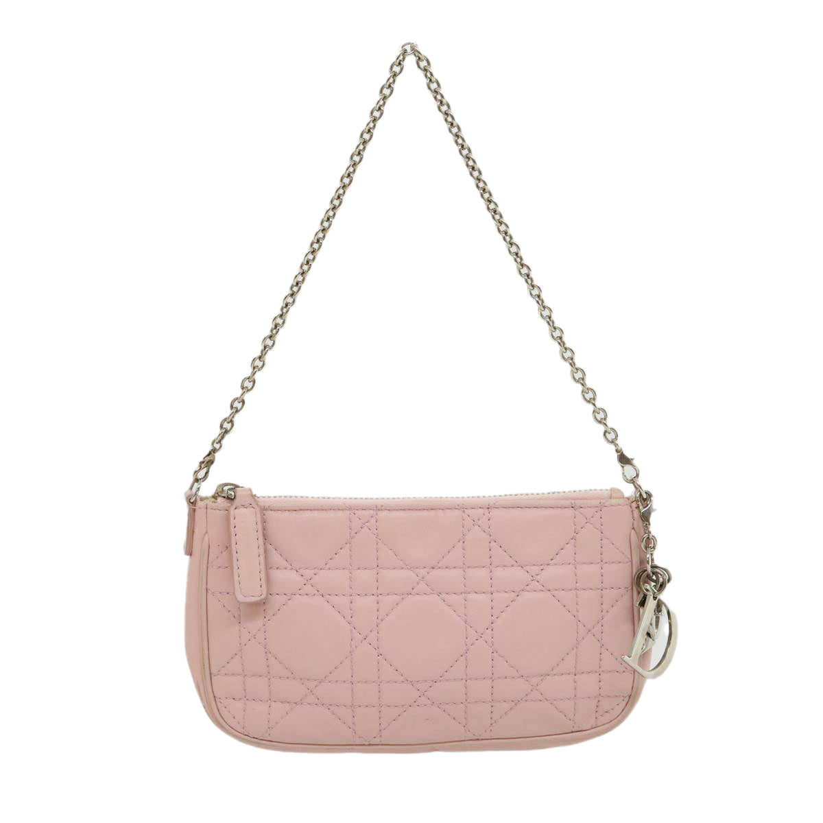 CHRISTIAN DIOR Lady Dior Canage Accessory Pouch Pink Auth am2660gA