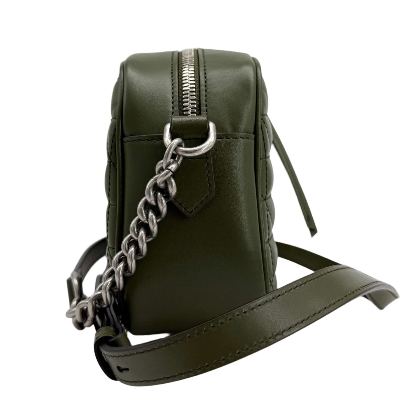 Gucci Calfskin Matelasse Aria Small GG Marmont Chain Shoulder Bag – Military Wood