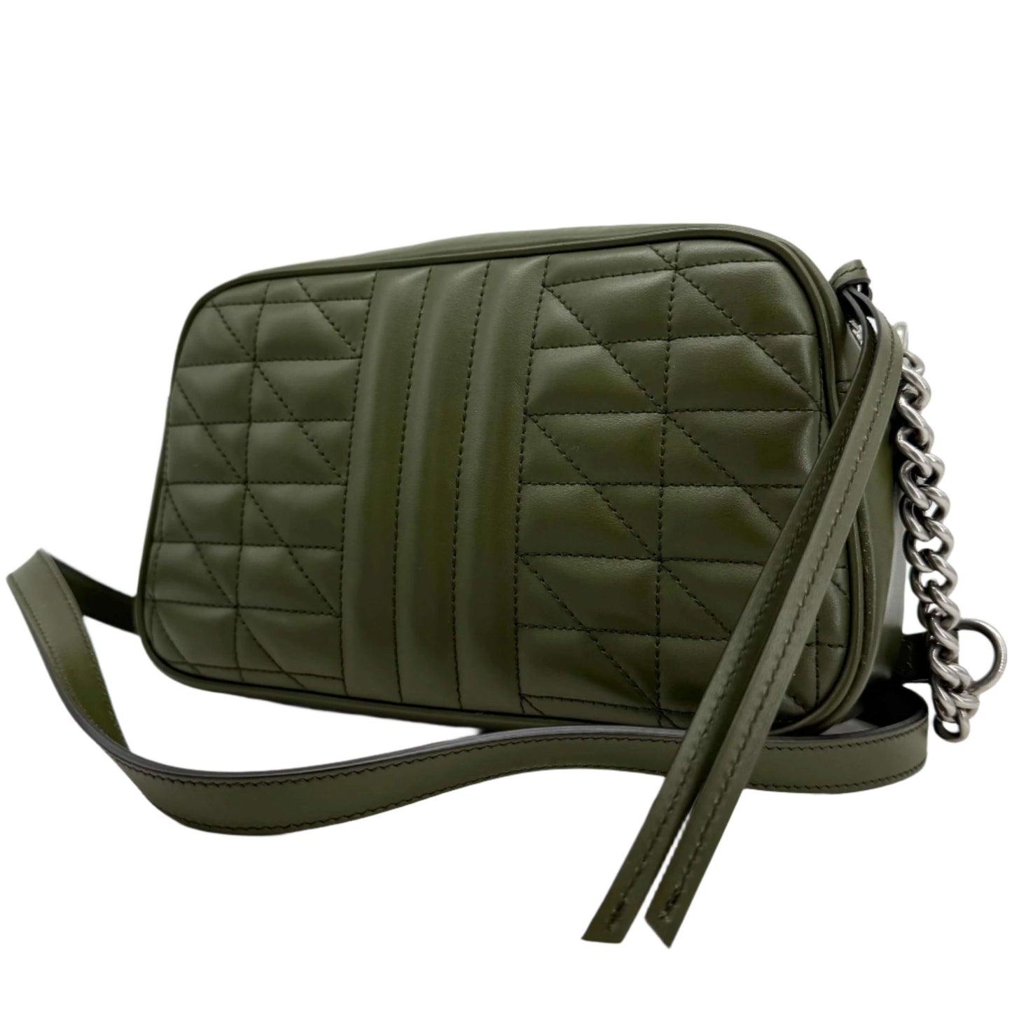 Gucci Calfskin Matelasse Aria Small GG Marmont Chain Shoulder Bag – Military Wood