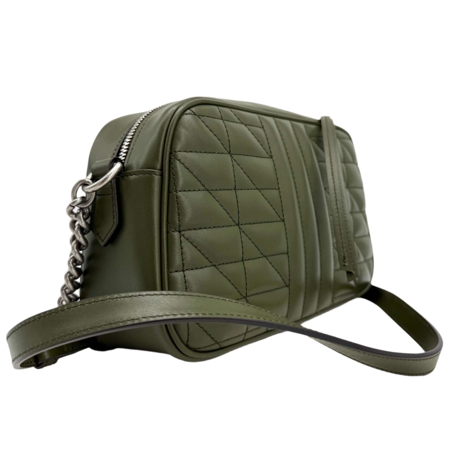 Gucci Calfskin Matelasse Aria Small GG Marmont Chain Shoulder Bag – Military Wood
