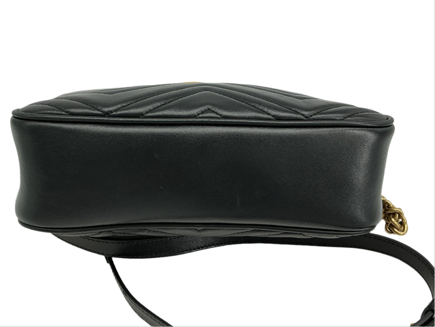 Gucci GG Marmont Small Matelassé Chevron Camera Bag – Black