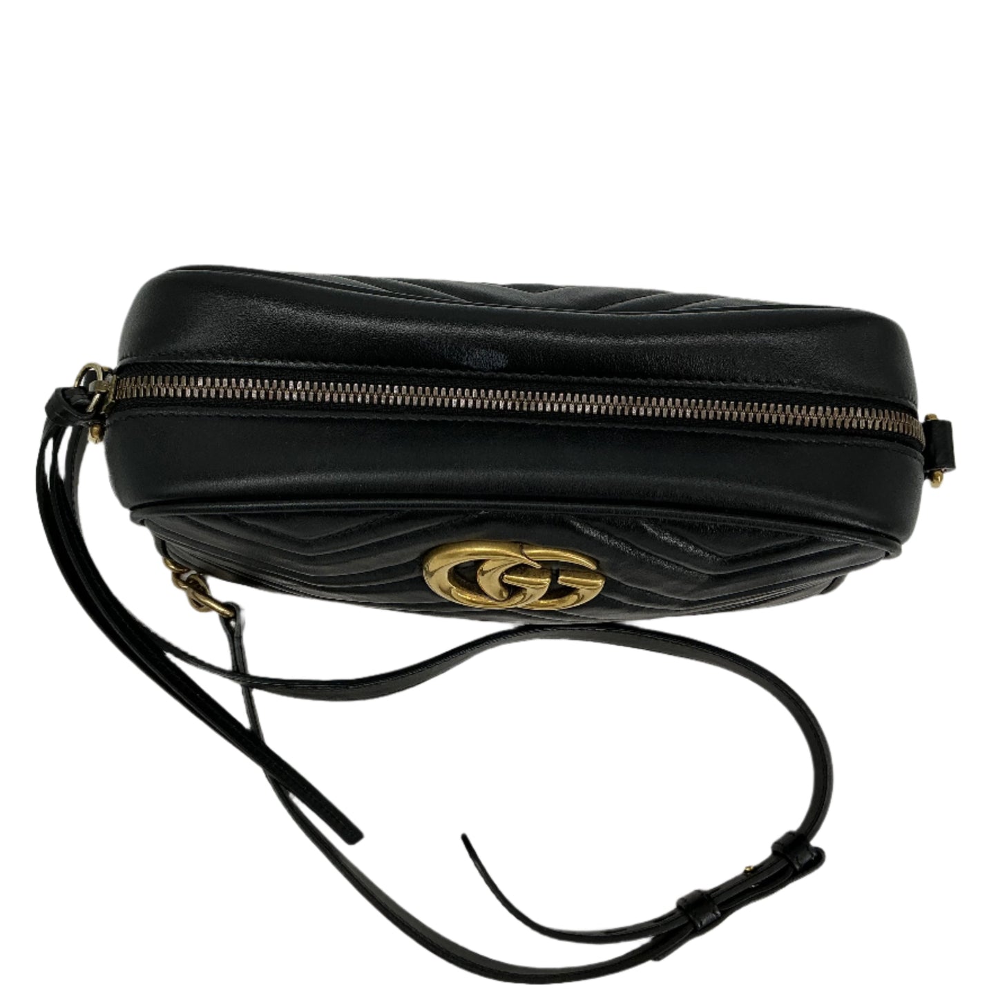 Gucci GG Marmont Small Matelassé Chevron Camera Bag – Black