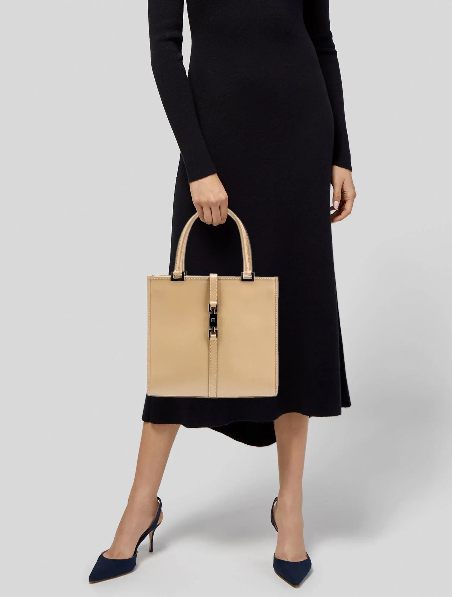 GUCCI PISTON LOCK JACKIE VINTAGE CALFSKIN TOTE BAG