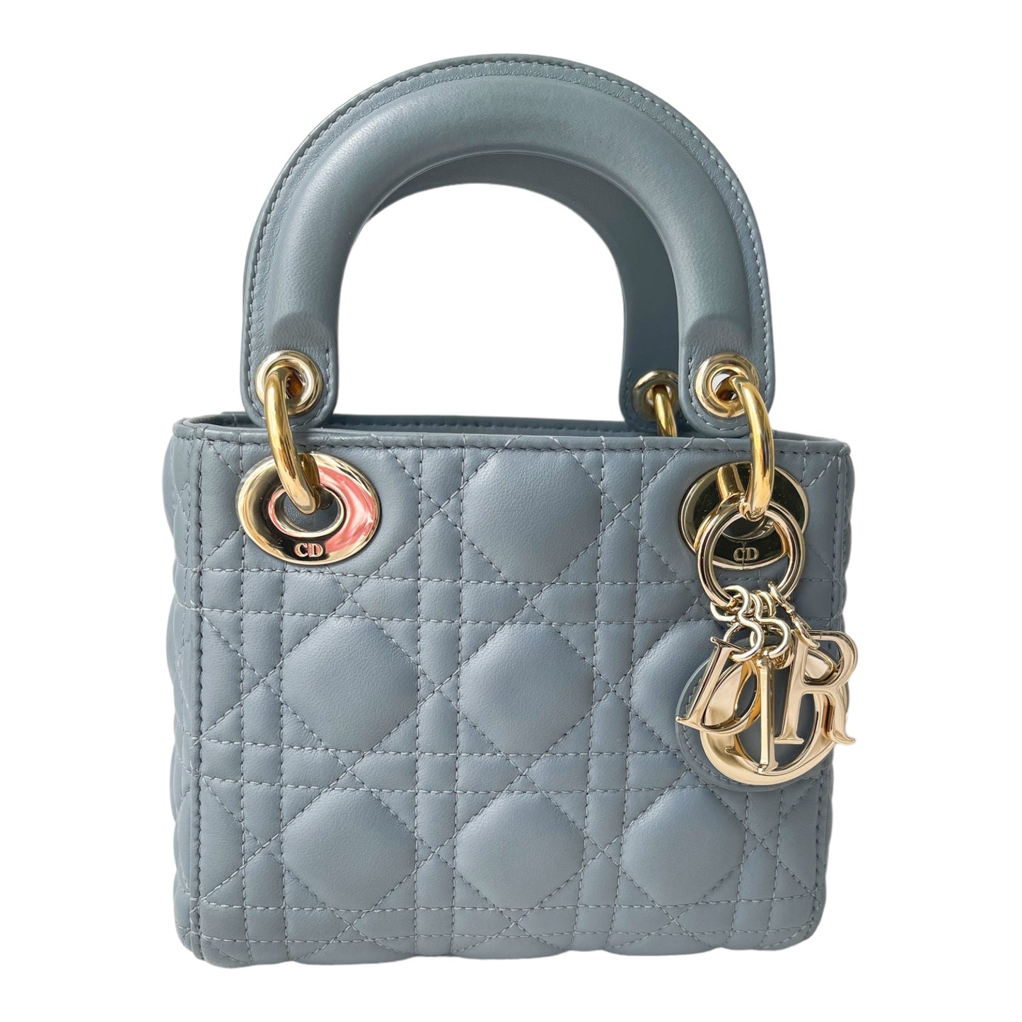 Christian Dior Calfskin Cannage Mini Lady Dior Sky Blue