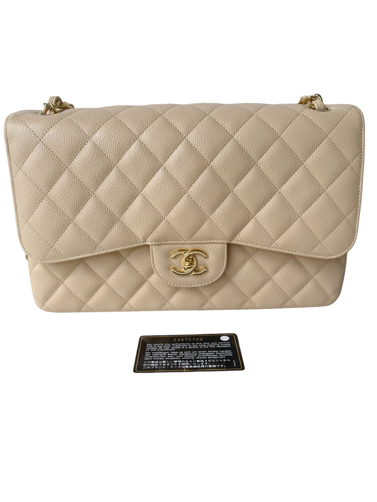 Chanel Jumbo Double Flap Beige Caviar Gold Hardware